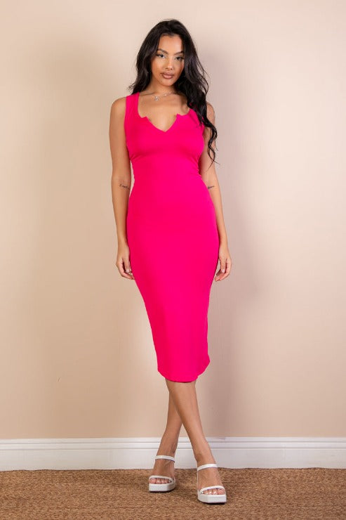 Split Neck Tank Midi Dress (CAPELLA)