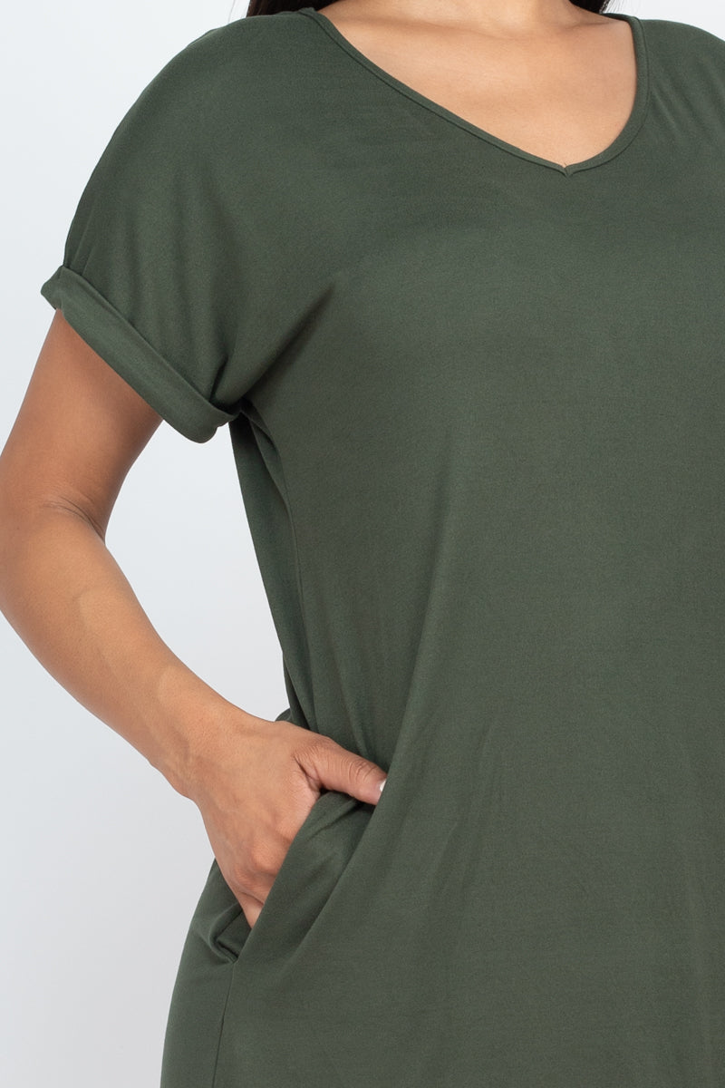 Cap Sleeve Pocket Mini Dress