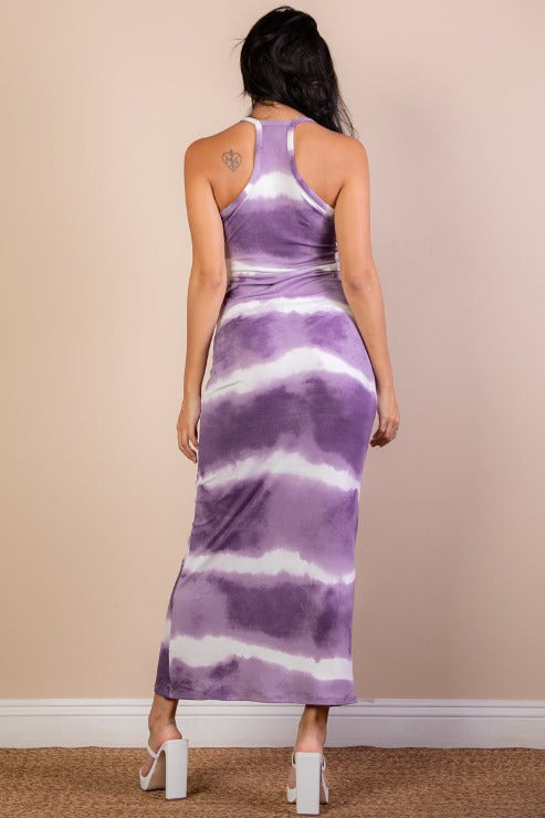 Stripe Tie-Dye Printed Maxi Dress