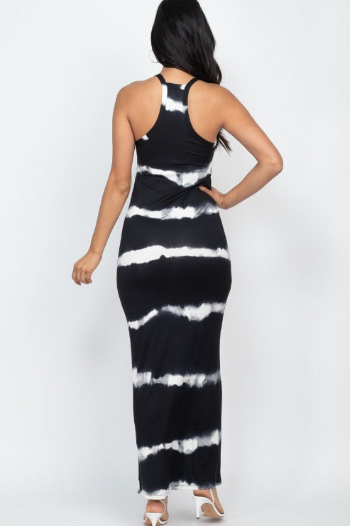 Stripe Tie-Dye Printed Maxi Dress