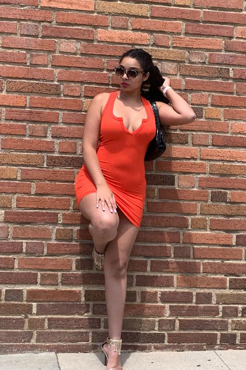 Ribbed Split Neck Tank Mini Dress