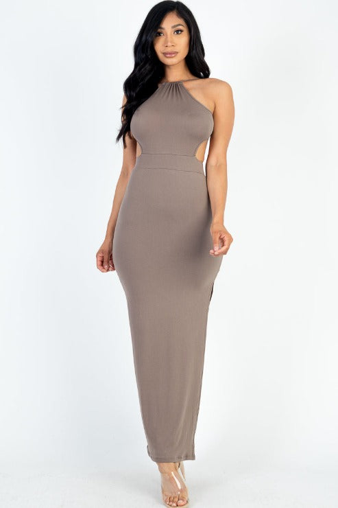 Tie Backless Split Thigh Maxi Dress