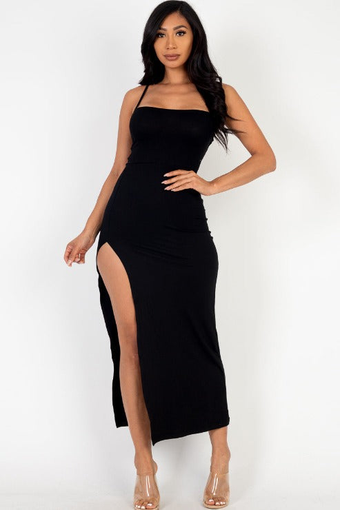 Solid Cami Maxi Slit Dress