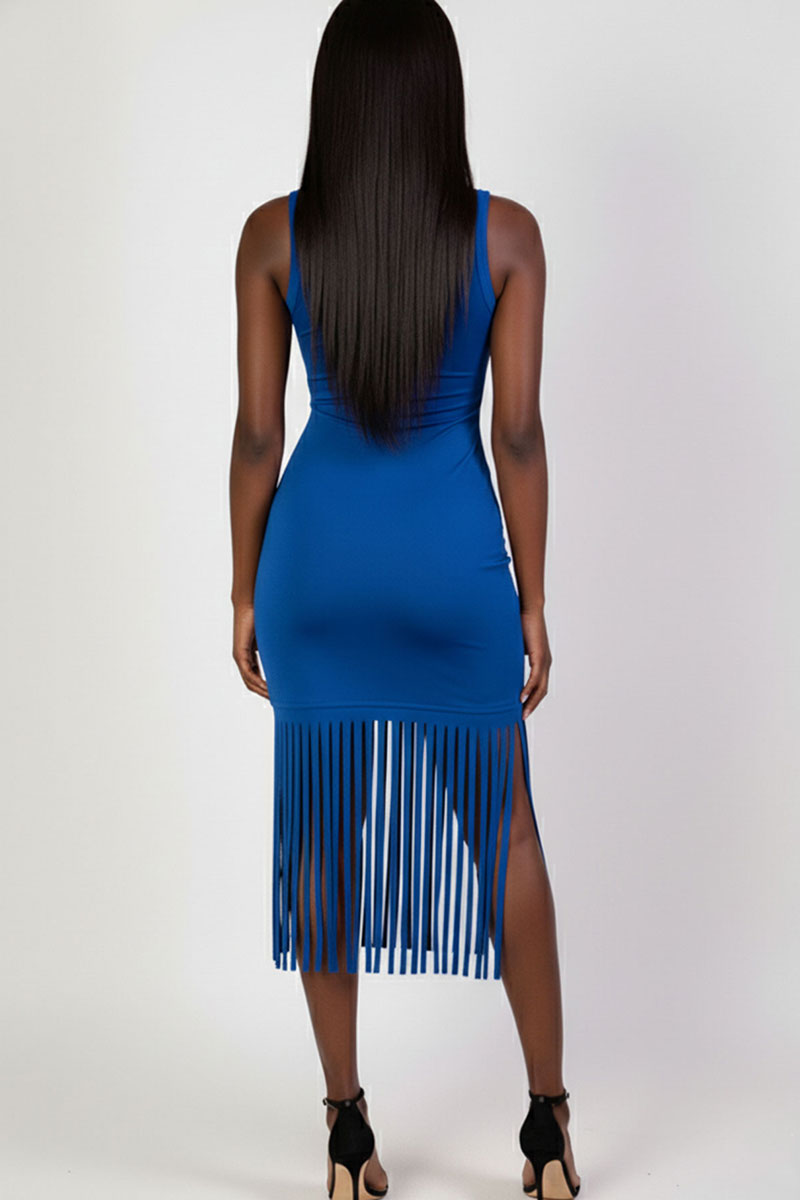 Sleeveless Fringe Midi Dress