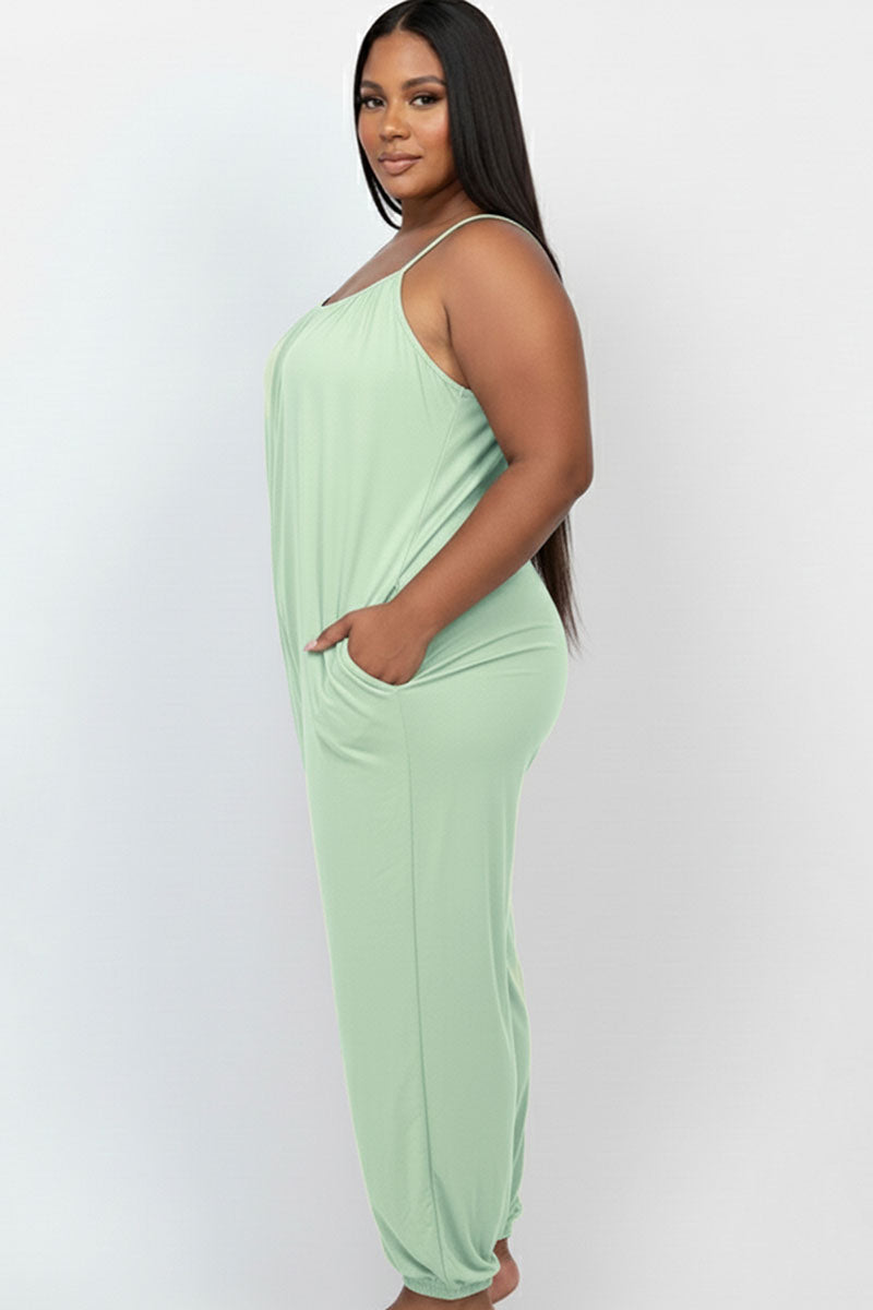 Plus Size Sleeveless Jogger Jumpsuit