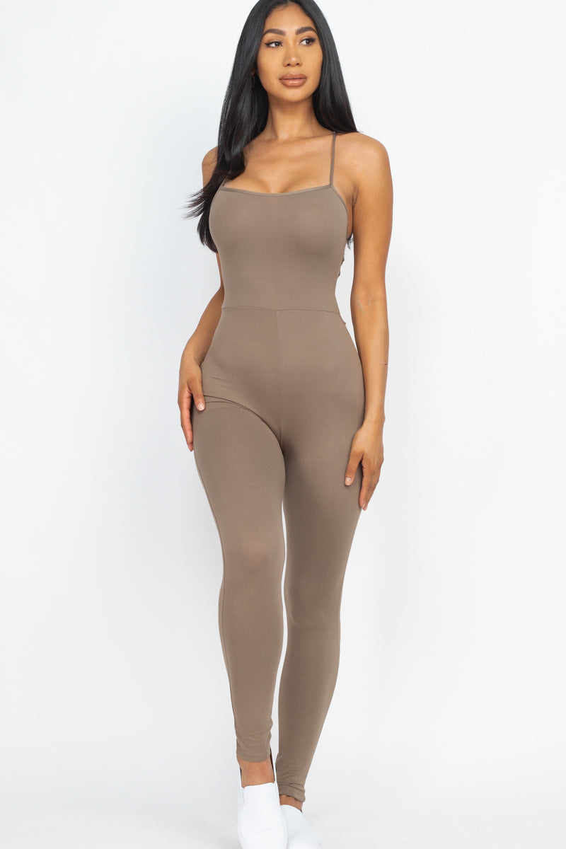 Criss-Cross Open Back Bodycon Jumpsuit