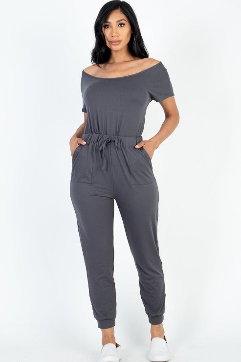 Two-way Shoulder Drawstring Jumpsuit