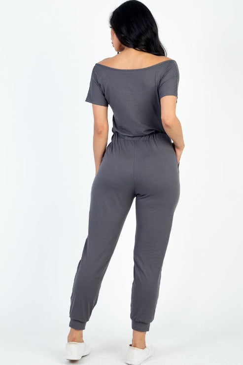 Two-way Shoulder Drawstring Jumpsuit