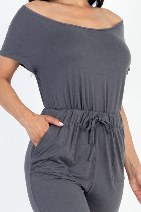 Two-way Shoulder Drawstring Jumpsuit