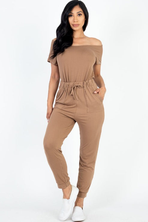 Two-way Shoulder Drawstring Jumpsuit