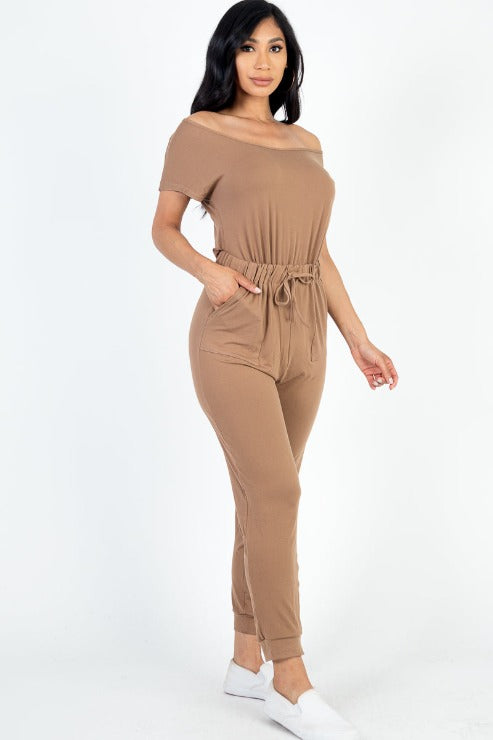 Two-way Shoulder Drawstring Jumpsuit