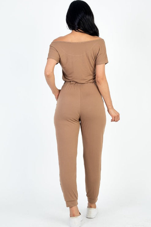 Two-way Shoulder Drawstring Jumpsuit