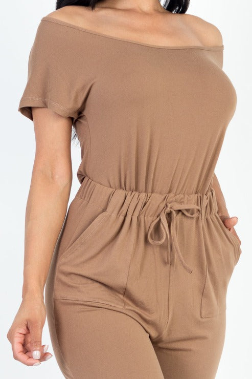 Two-way Shoulder Drawstring Jumpsuit