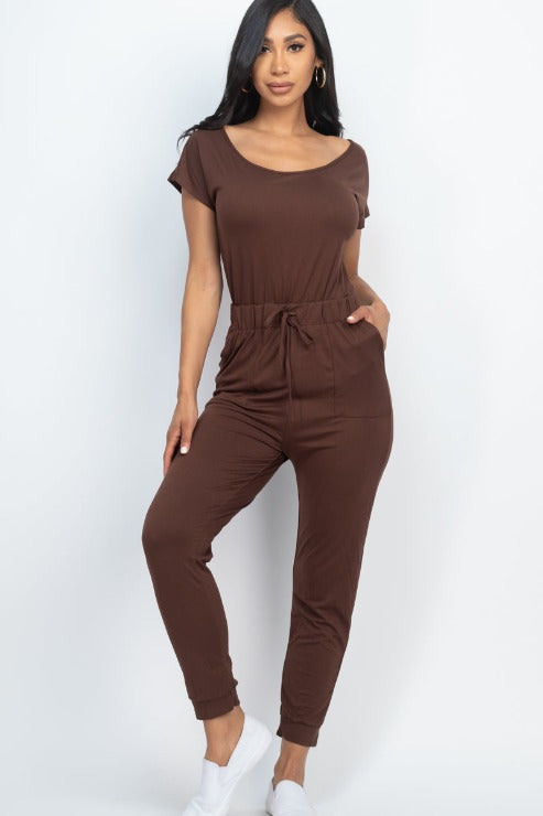 Two-way Shoulder Drawstring Jumpsuit