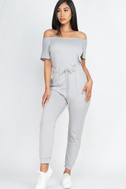 Two-way Shoulder Drawstring Jumpsuit