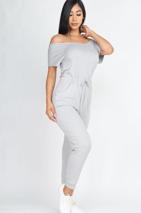 Two-way Shoulder Drawstring Jumpsuit