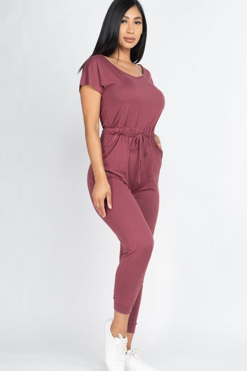 Two-way Shoulder Drawstring Jumpsuit