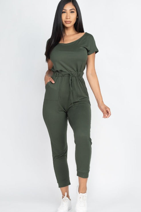 Two-way Shoulder Drawstring Jumpsuit