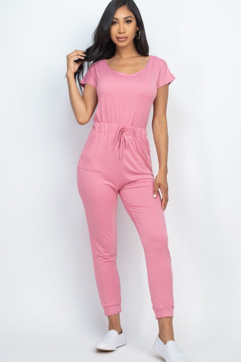 Two-way Shoulder Drawstring Jumpsuit