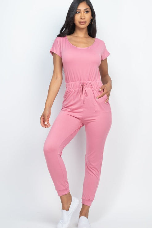 Two-way Shoulder Drawstring Jumpsuit