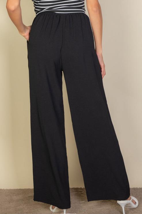 Drawstring waist wide leg minimalist pants