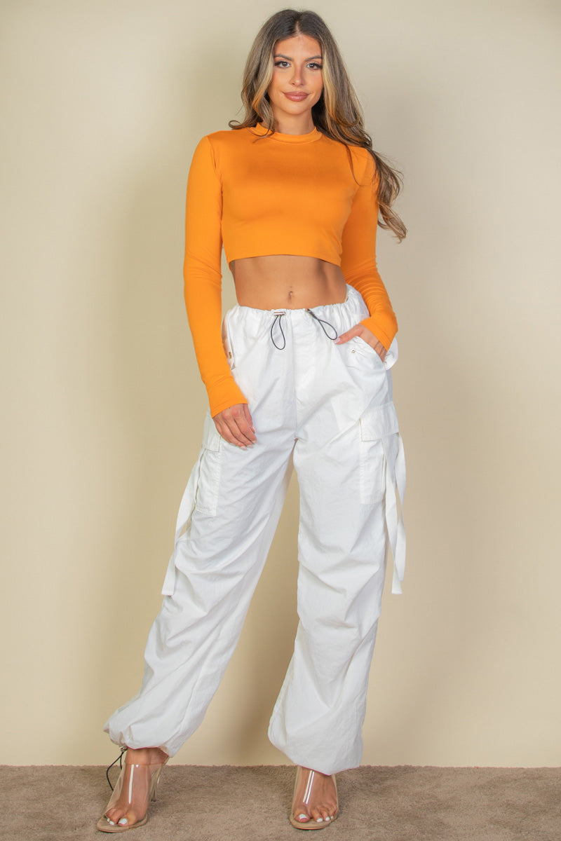 Crew Neck Long Sleeve Cropped Top