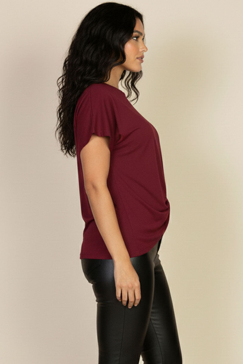 Batwing Sleeve Twist Front Tee