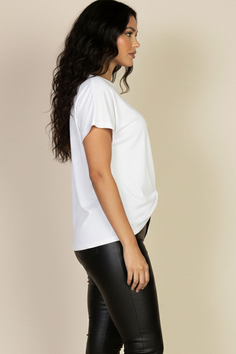 Batwing Sleeve Twist Front Tee