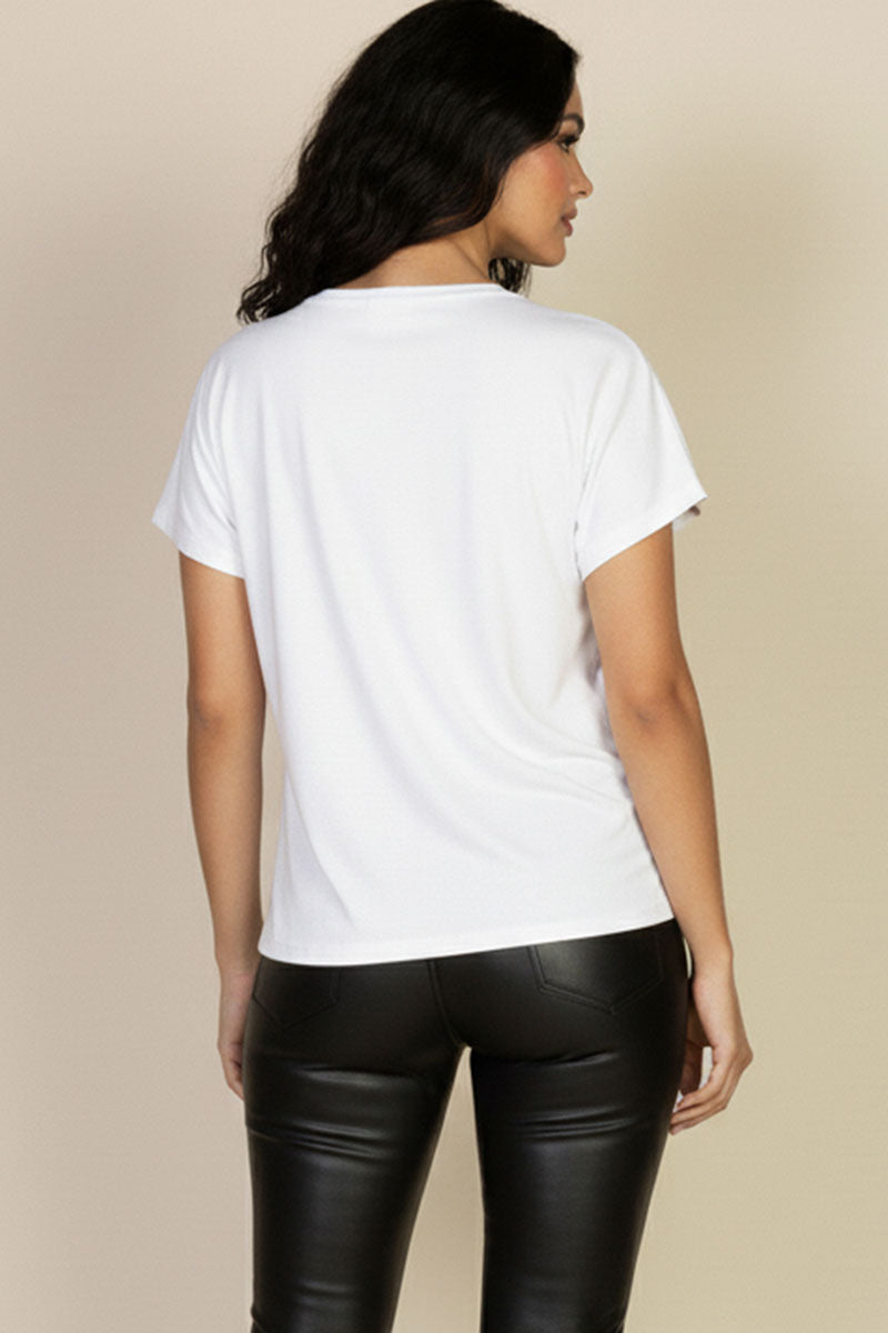 Batwing Sleeve Twist Front Tee