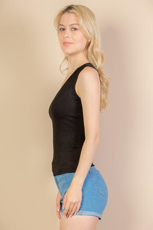 Ribbed V-Neck Sleeveless Top (CAPELLA)