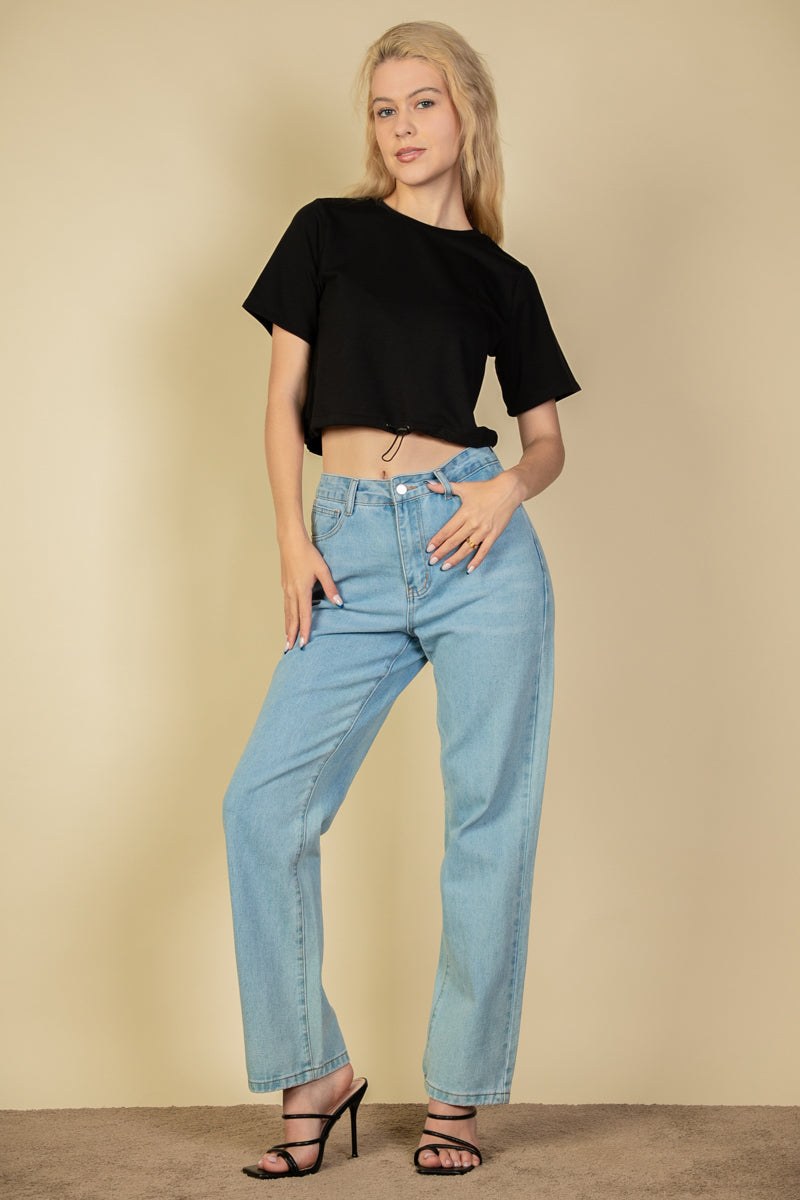 French Terry Toggle Drawstring Crop Top