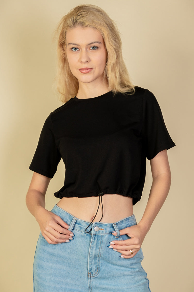 French Terry Toggle Drawstring Crop Top