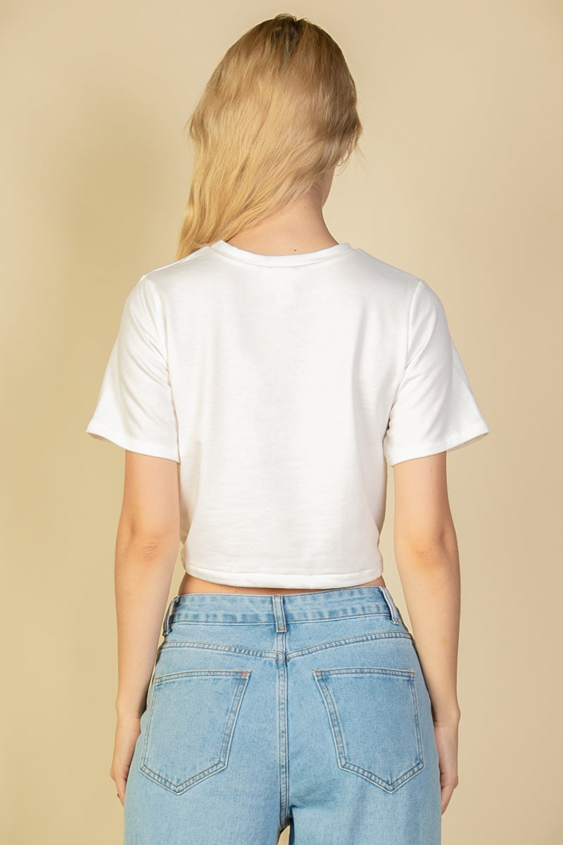 French Terry Toggle Drawstring Crop Top