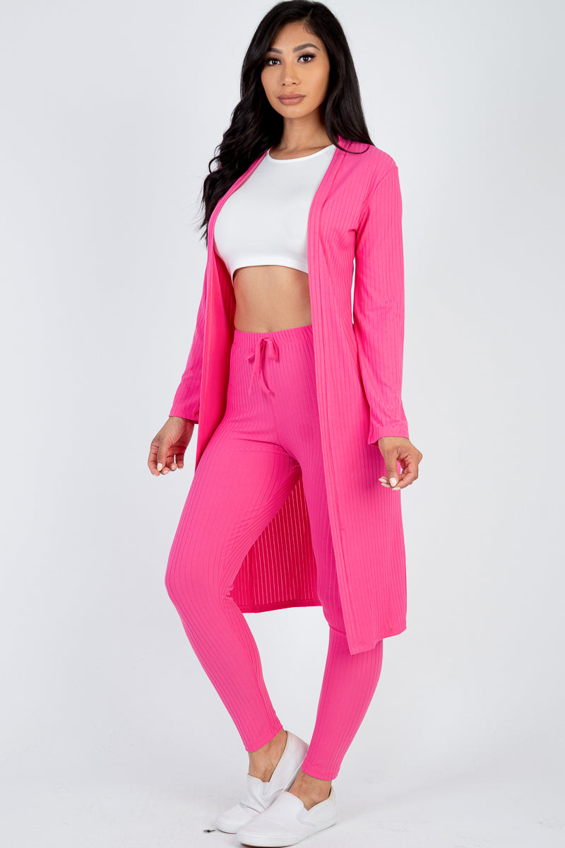 Ribbed Long Cardigan & Leggings Set (CAPELLA)