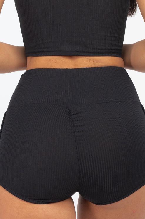 Ribbed Cami Crop Top & Ruched Shorts Set