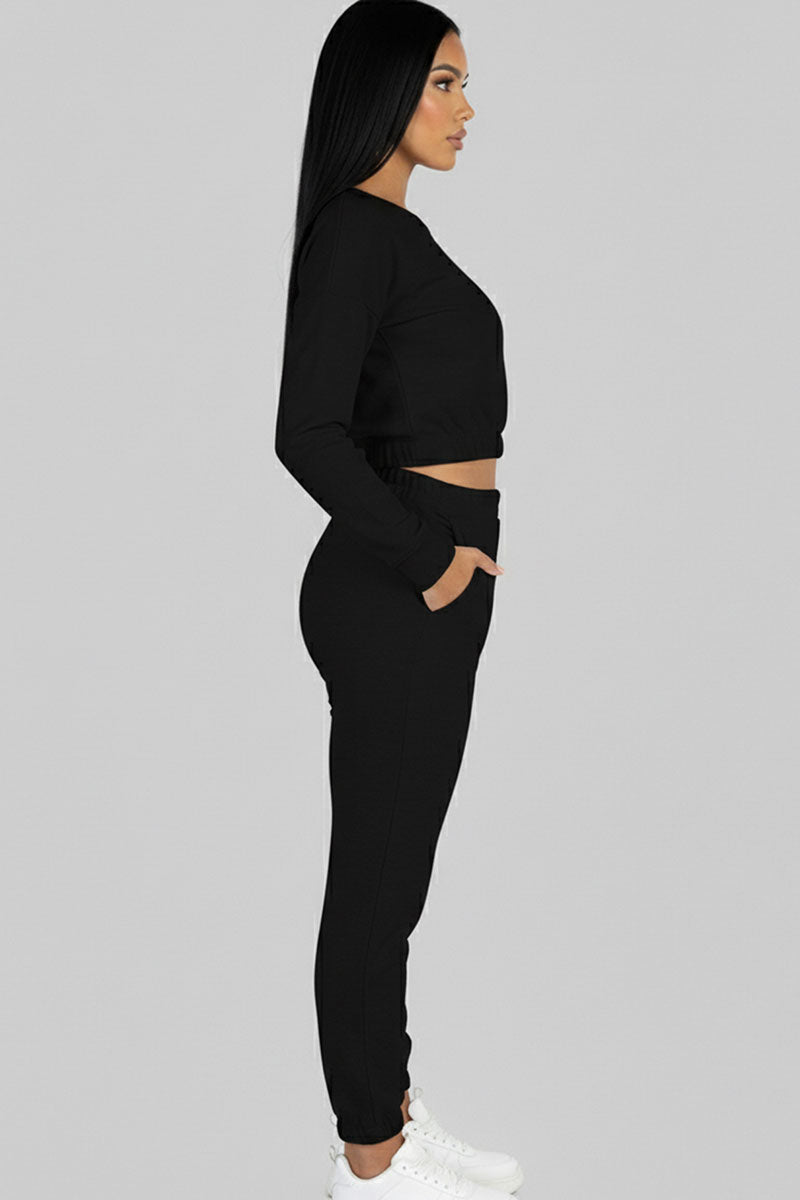French Terry Elastic Waist Pullover & Joggers Set