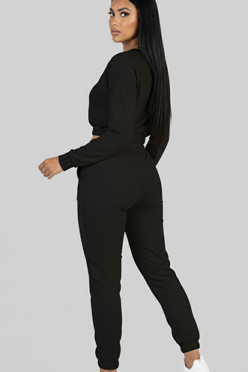 French Terry Elastic Waist Pullover & Joggers Set