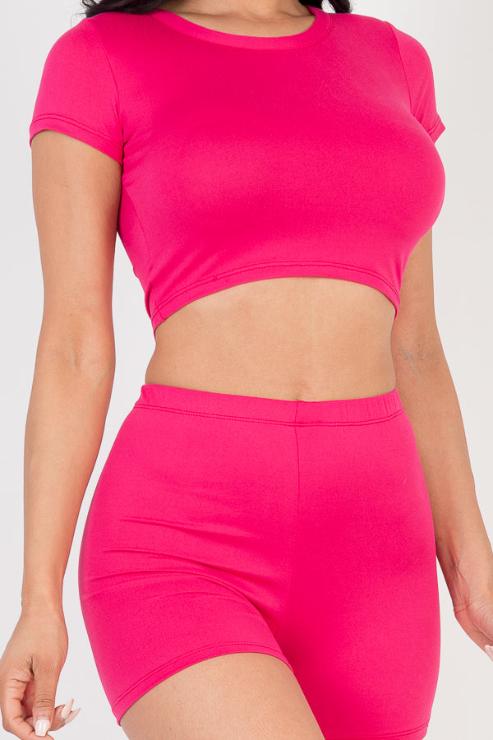 Short Sleeve Crop Top & Shorts Set