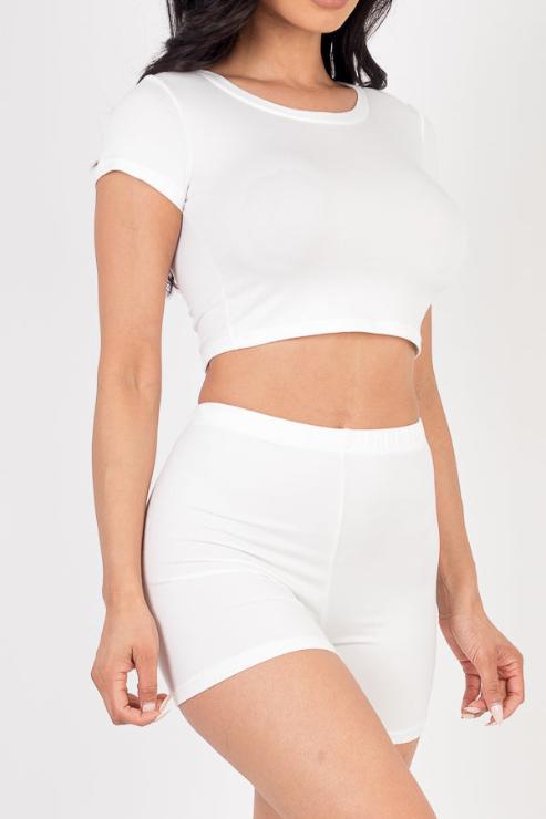 Short Sleeve Crop Top & Shorts Set