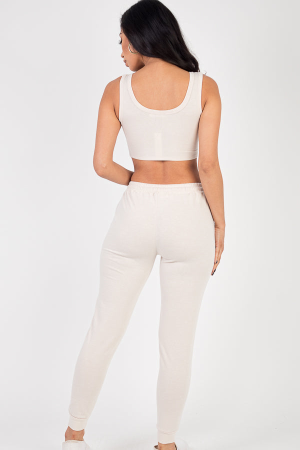 French Terry Cropped Tank Top & Joggers Set