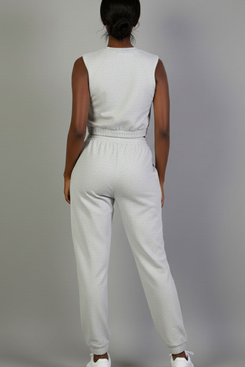 French Terry Elastic Waist Tank Top & Joggers Set