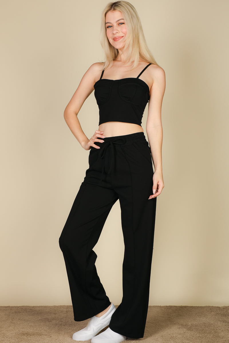 Bustier Crop Cami Top & Slant Pocket Straight Pants (CAPELLA)