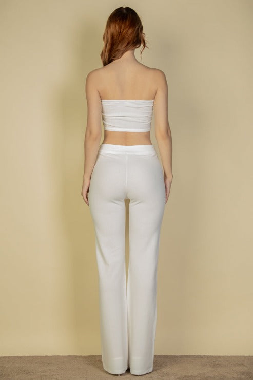 Strapless Corset Top & Flare Pants Set