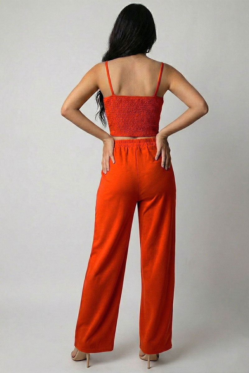 Spaghetti Strap Bralette Top & Wide Leg Pants Set